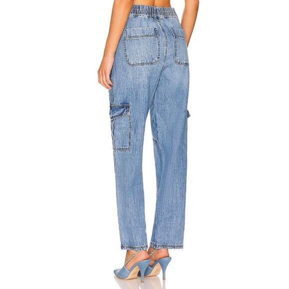 BLANKNYC Cargo Demin Wide Leg Pants Jean Denim Sz Large Elastic Wait $118 NWT - Picture 3 of 6